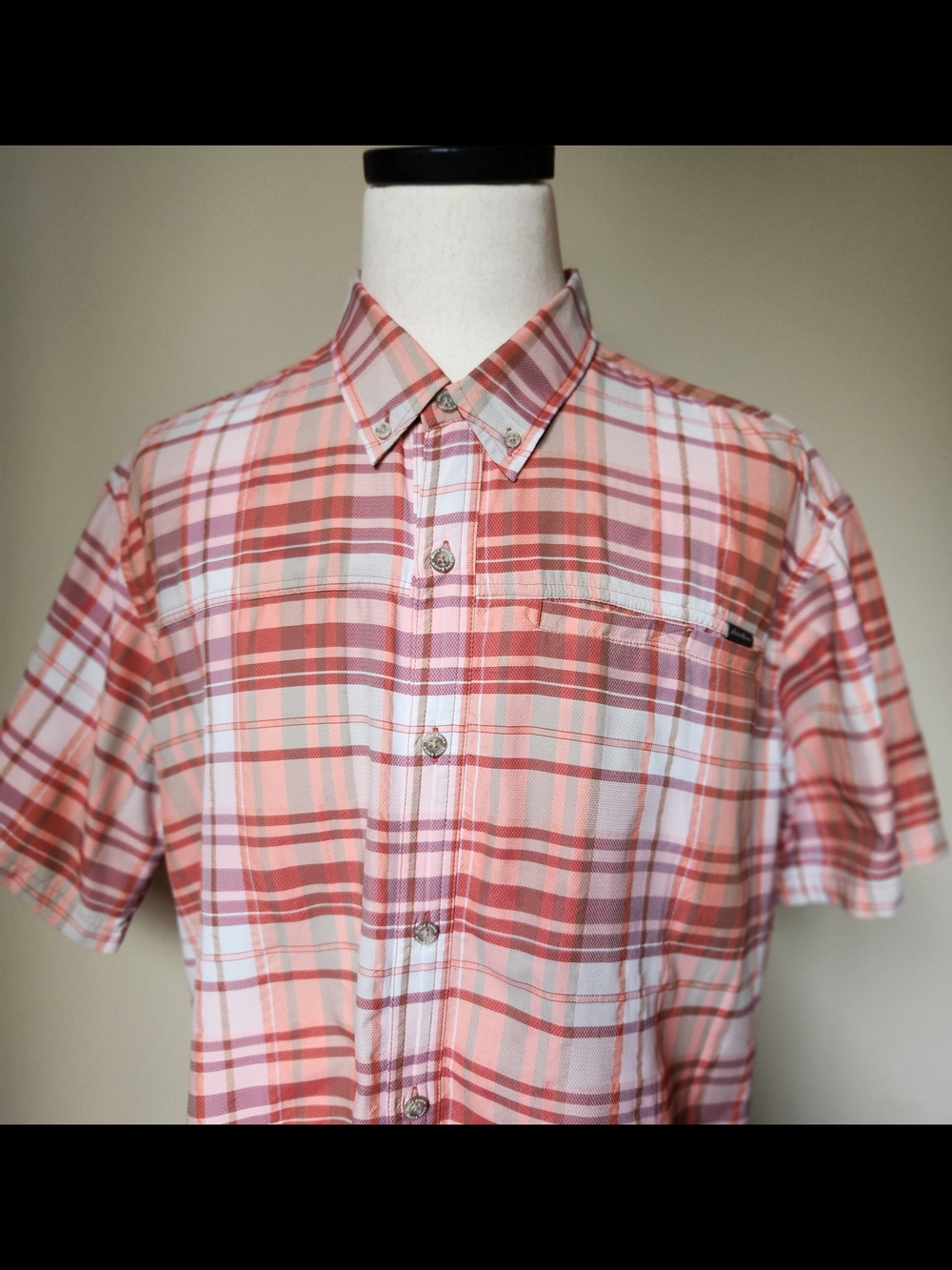 Eddie Bauer Voyager Flex Shirt Mens 2XL Plaid Performance Button Down Hiking